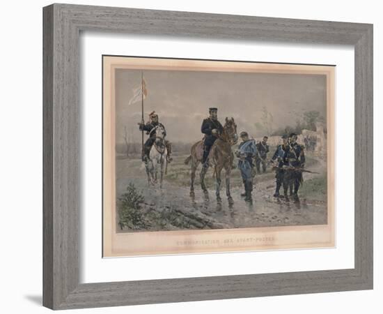 Communication Aux Avant-Postes, 1881-Alphonse Marie de Neuville-Framed Giclee Print