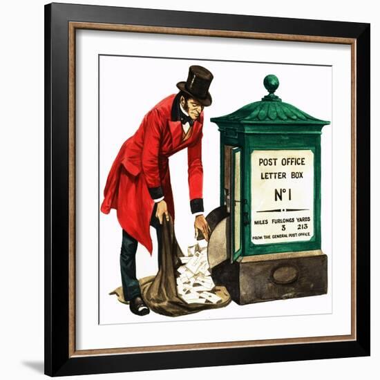 Communication One Hundred Years Ago. a Victorian Postman and Post Box-Peter Jackson-Framed Giclee Print