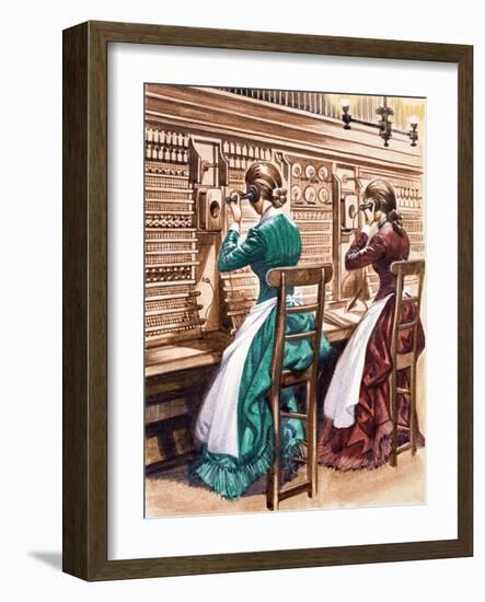 Communication One Hundred Years Ago. the London Telephone Exchange-Peter Jackson-Framed Giclee Print