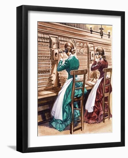 Communication One Hundred Years Ago. the London Telephone Exchange-Peter Jackson-Framed Giclee Print
