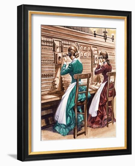 Communication One Hundred Years Ago. the London Telephone Exchange-Peter Jackson-Framed Giclee Print