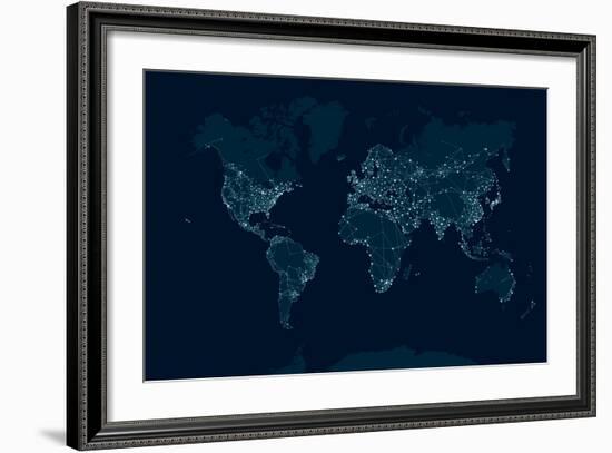 Communications Network Map of the World-Maxger-Framed Premium Giclee Print