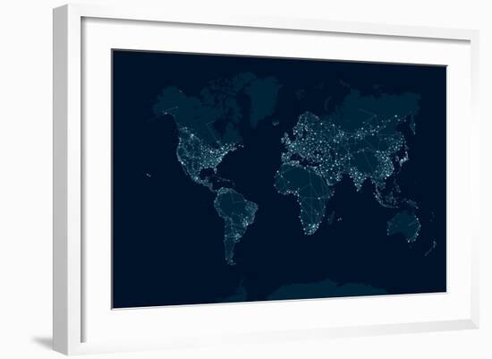 Communications Network Map of the World-Maxger-Framed Premium Giclee Print