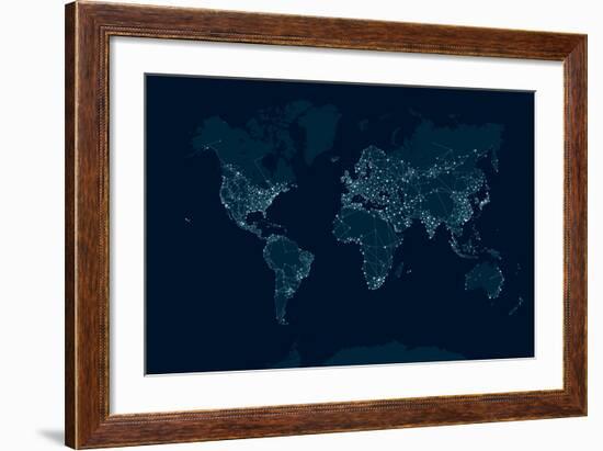 Communications Network Map of the World-Maxger-Framed Premium Giclee Print