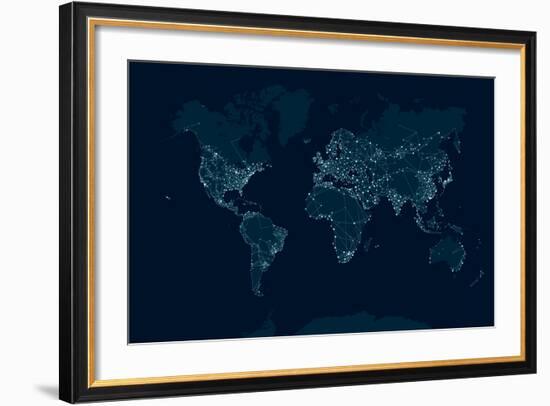 Communications Network Map of the World-Maxger-Framed Premium Giclee Print