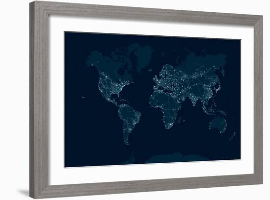 Communications Network Map of the World-Maxger-Framed Art Print