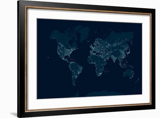 Communications Network Map of the World-Maxger-Framed Art Print