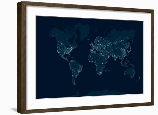 Communications Network Map of the World-Maxger-Framed Art Print