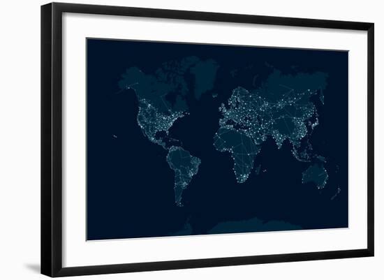 Communications Network Map of the World-Maxger-Framed Art Print