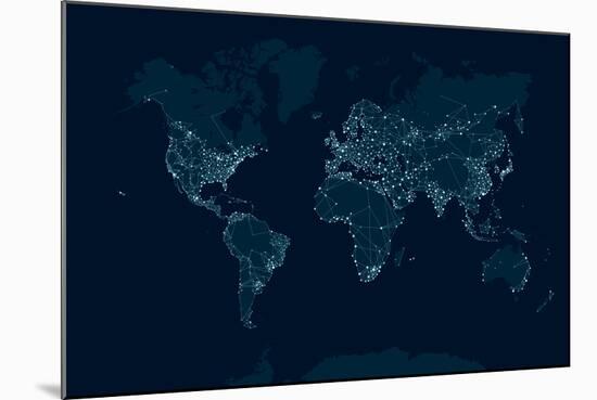 Communications Network Map of the World-Maxger-Mounted Art Print