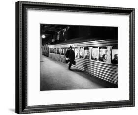 Commuter on the New York New Haven Line Running to Catch Train Pulling Out of Grand Central Station-Alfred Eisenstaedt-Framed Photographic Print
