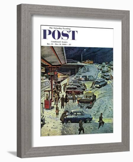 "Commuter Station Snowed In," Saturday Evening Post Cover, December 24, 1960-Ben Kimberly Prins-Framed Giclee Print