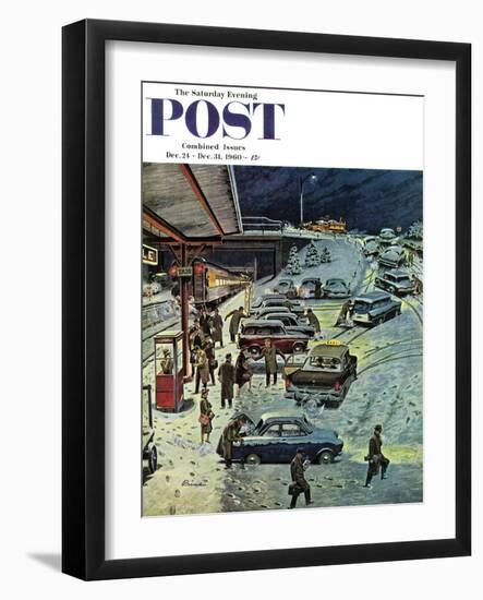 "Commuter Station Snowed In," Saturday Evening Post Cover, December 24, 1960-Ben Kimberly Prins-Framed Giclee Print