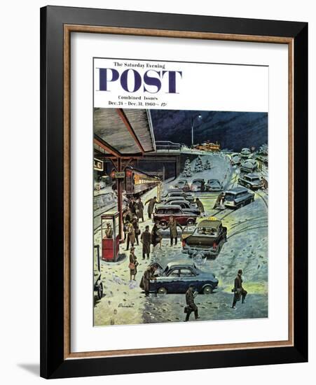 "Commuter Station Snowed In," Saturday Evening Post Cover, December 24, 1960-Ben Kimberly Prins-Framed Giclee Print