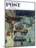 "Commuter Station Snowed In," Saturday Evening Post Cover, December 24, 1960-Ben Kimberly Prins-Mounted Giclee Print