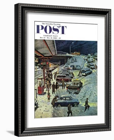 "Commuter Station Snowed In," Saturday Evening Post Cover, December 24, 1960-Ben Kimberly Prins-Framed Giclee Print