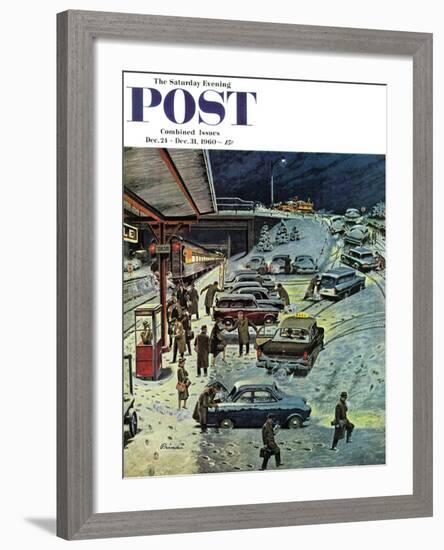 "Commuter Station Snowed In," Saturday Evening Post Cover, December 24, 1960-Ben Kimberly Prins-Framed Giclee Print