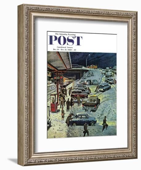 "Commuter Station Snowed In," Saturday Evening Post Cover, December 24, 1960-Ben Kimberly Prins-Framed Giclee Print