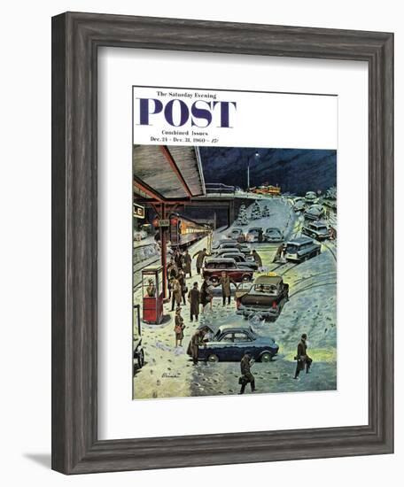 "Commuter Station Snowed In," Saturday Evening Post Cover, December 24, 1960-Ben Kimberly Prins-Framed Giclee Print