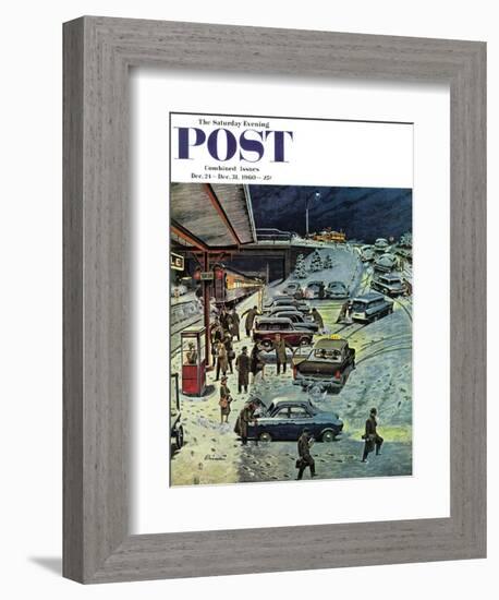 "Commuter Station Snowed In," Saturday Evening Post Cover, December 24, 1960-Ben Kimberly Prins-Framed Giclee Print