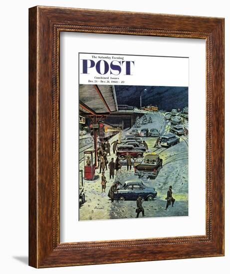 "Commuter Station Snowed In," Saturday Evening Post Cover, December 24, 1960-Ben Kimberly Prins-Framed Giclee Print