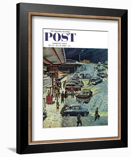 "Commuter Station Snowed In," Saturday Evening Post Cover, December 24, 1960-Ben Kimberly Prins-Framed Giclee Print