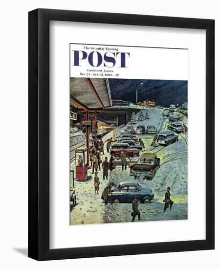 "Commuter Station Snowed In," Saturday Evening Post Cover, December 24, 1960-Ben Kimberly Prins-Framed Giclee Print