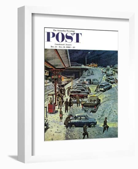 "Commuter Station Snowed In," Saturday Evening Post Cover, December 24, 1960-Ben Kimberly Prins-Framed Giclee Print