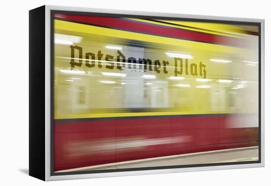 Commuter Train Speeding through Potsdamer Platz U-Bahn Station-Jon Hicks-Framed Premier Image Canvas