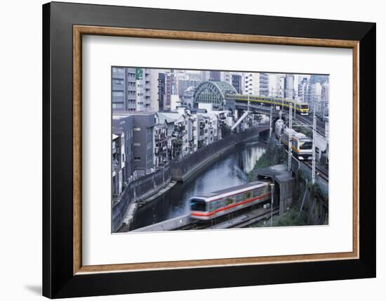 Commuter Trains in Akihabara-Jon Hicks-Framed Photographic Print