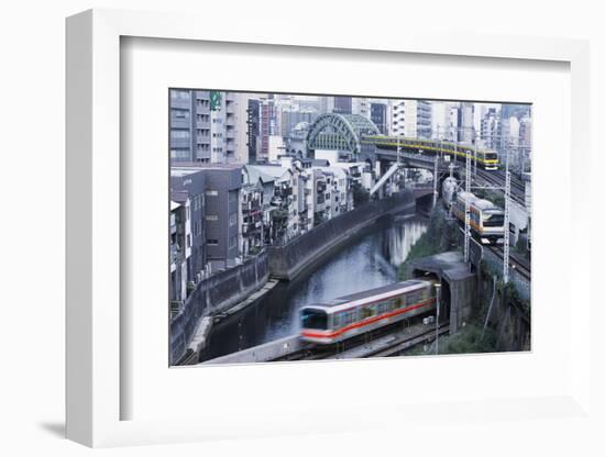 Commuter Trains in Akihabara-Jon Hicks-Framed Photographic Print