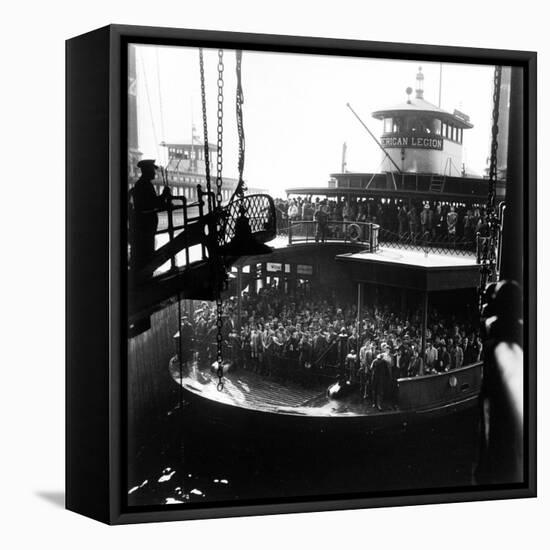 Commuters Crowded Aboard Staten Island Ferry-Andreas Feininger-Framed Premier Image Canvas