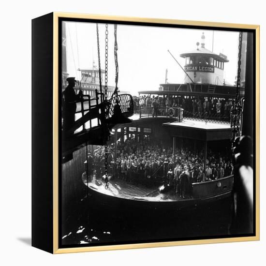 Commuters Crowded Aboard Staten Island Ferry-Andreas Feininger-Framed Premier Image Canvas