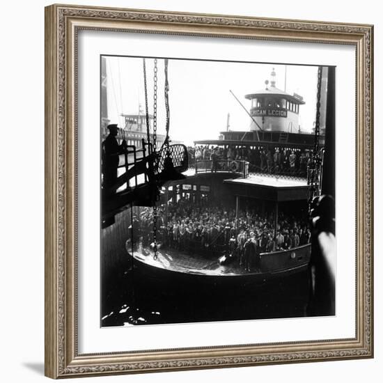 Commuters Crowded Aboard Staten Island Ferry-Andreas Feininger-Framed Photographic Print