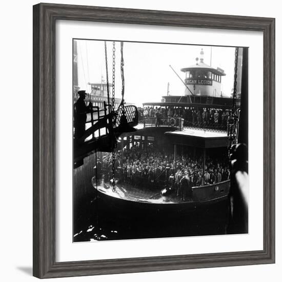 Commuters Crowded Aboard Staten Island Ferry-Andreas Feininger-Framed Photographic Print