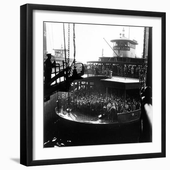 Commuters Crowded Aboard Staten Island Ferry-Andreas Feininger-Framed Photographic Print