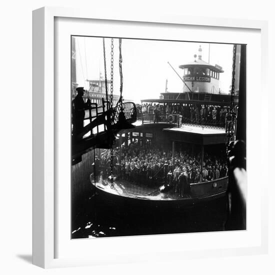 Commuters Crowded Aboard Staten Island Ferry-Andreas Feininger-Framed Photographic Print