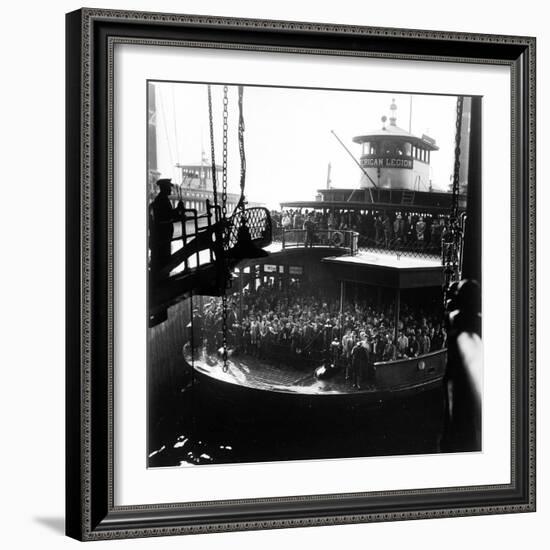 Commuters Crowded Aboard Staten Island Ferry-Andreas Feininger-Framed Photographic Print