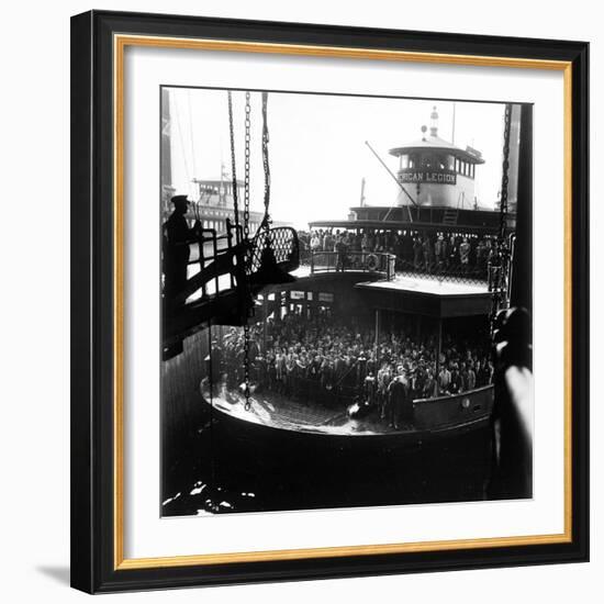 Commuters Crowded Aboard Staten Island Ferry-Andreas Feininger-Framed Photographic Print