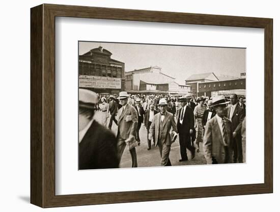 Commuters from New Jersey crossing West Street from the Hoboken ferry, New York, USA, early 1930s-Unknown-Framed Photographic Print