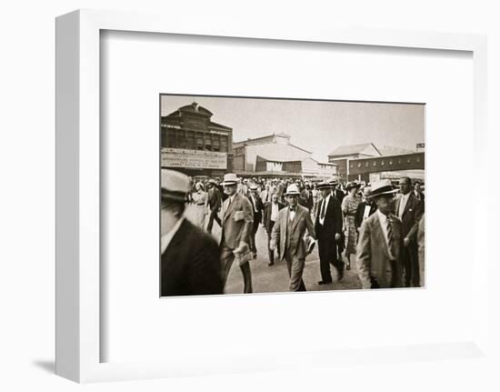 Commuters from New Jersey crossing West Street from the Hoboken ferry, New York, USA, early 1930s-Unknown-Framed Photographic Print