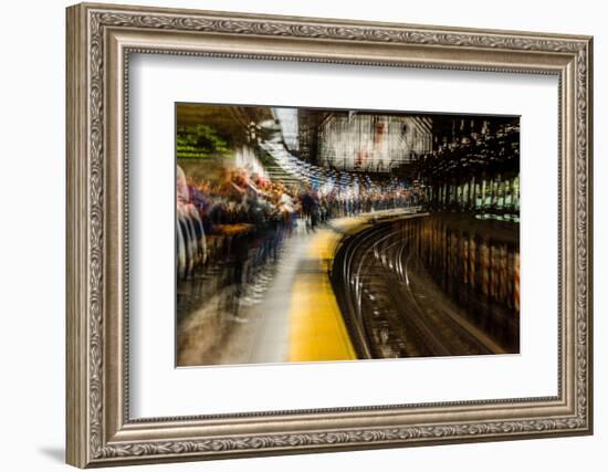 Commuters in NYC subway system-null-Framed Photographic Print