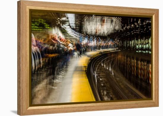 Commuters in NYC subway system-null-Framed Premier Image Canvas