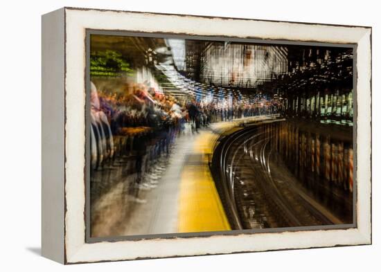 Commuters in NYC subway system-null-Framed Premier Image Canvas