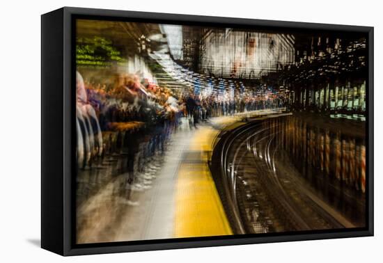 Commuters in NYC subway system-null-Framed Premier Image Canvas