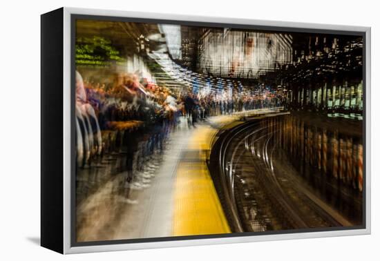 Commuters in NYC subway system-null-Framed Premier Image Canvas