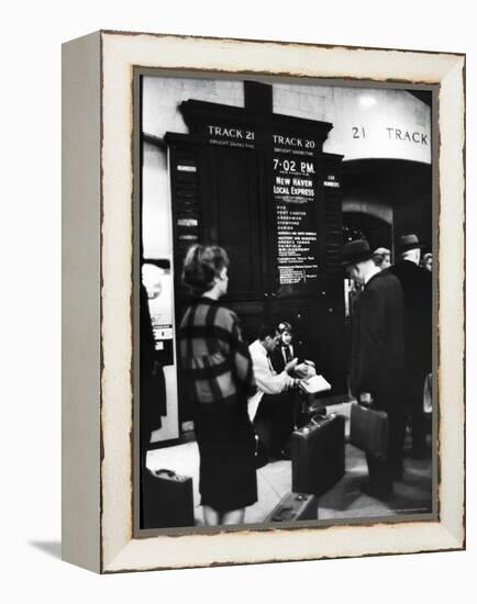 Commuters on the New York New Haven Line Catching Evening Train from Grand Central Station-Alfred Eisenstaedt-Framed Premier Image Canvas