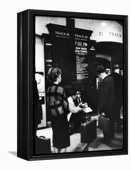 Commuters on the New York New Haven Line Catching Evening Train from Grand Central Station-Alfred Eisenstaedt-Framed Premier Image Canvas