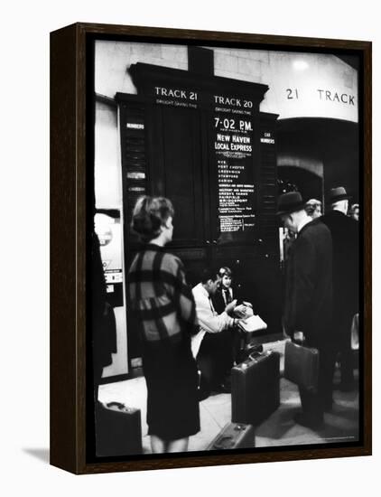 Commuters on the New York New Haven Line Catching Evening Train from Grand Central Station-Alfred Eisenstaedt-Framed Premier Image Canvas