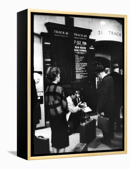 Commuters on the New York New Haven Line Catching Evening Train from Grand Central Station-Alfred Eisenstaedt-Framed Premier Image Canvas